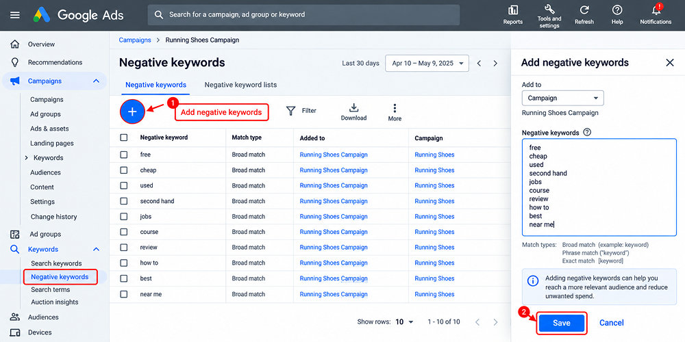 Negative Keywords