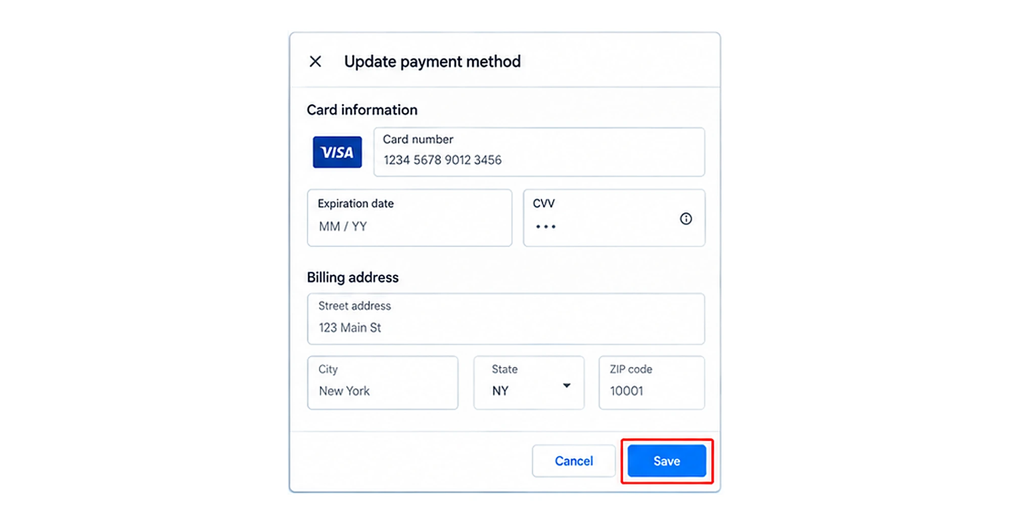 Re-entering card details in Google Ads billing