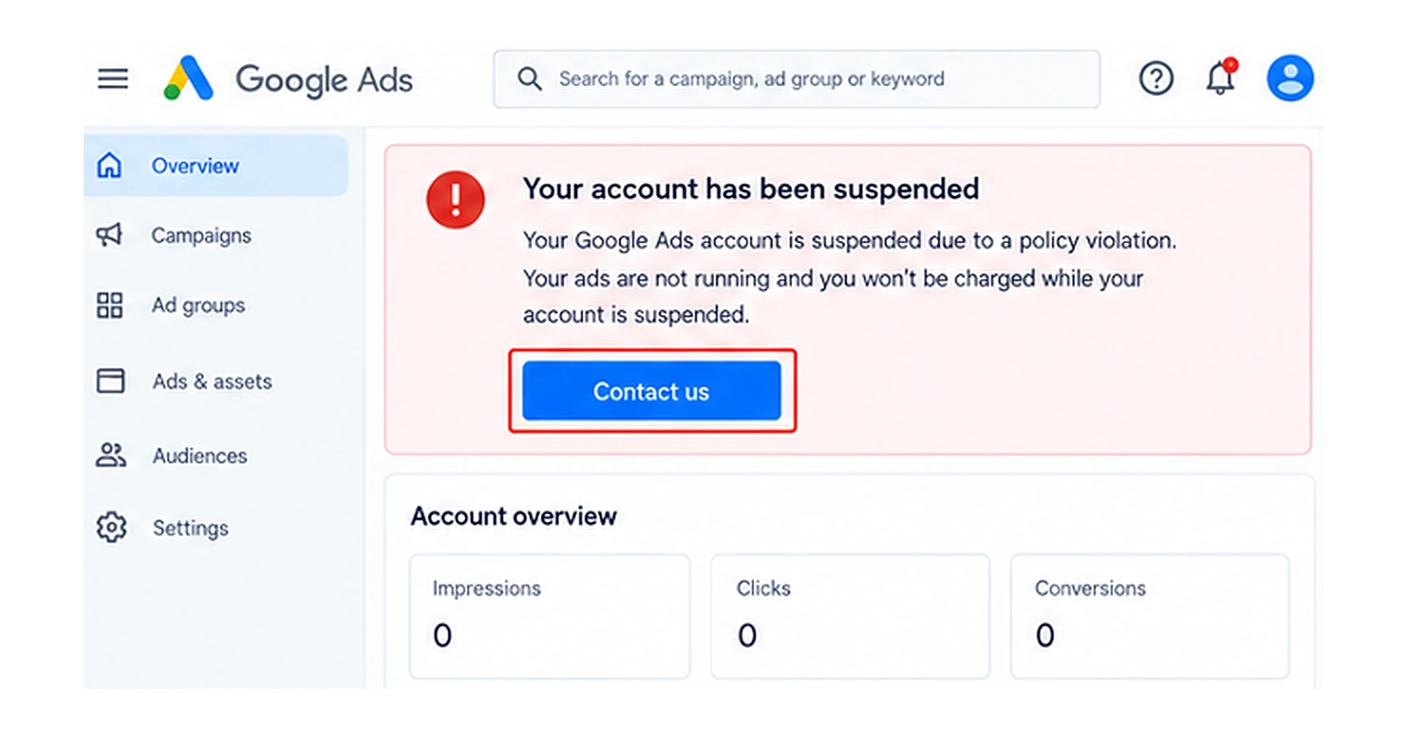 Submitting a Google Ads suspension appeal
